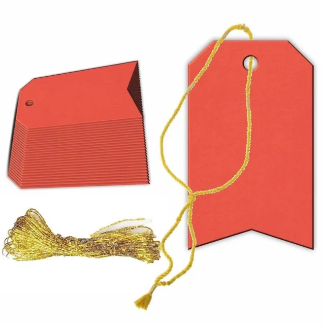 Artisanat Papier Écrivable Étiquette en Corail Couleur Avec Doré Corde For Gift