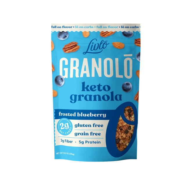 LIVLO KETO GRANOLA, Frosted Blueberry, Low Carb, Low Sugar Healthy