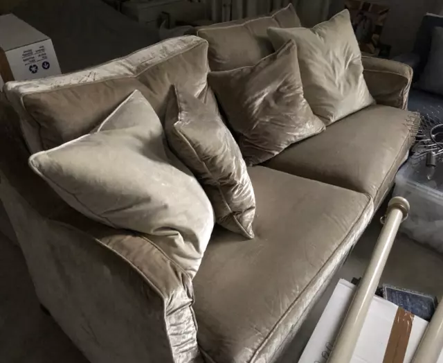 Velvet Sofa With Cushions