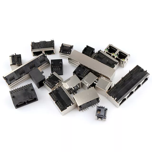 RJ45 8P8C SMT Mount Network Adapter Ethernet Connector Socket PCB Metal Plastic