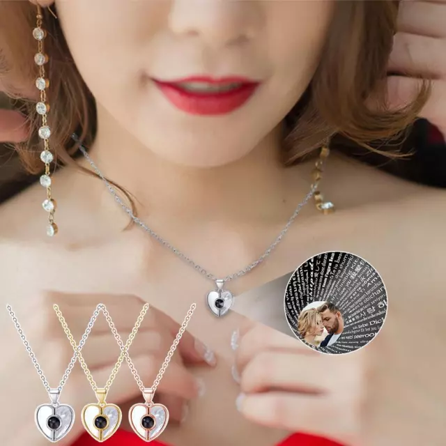 Personalized Picture Necklace Heart Shaped Projection Necklace for Women ◇'