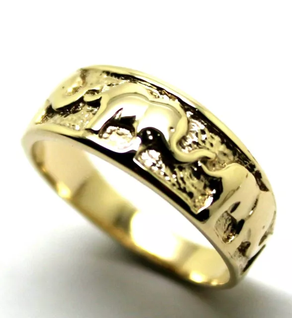Genuine 9ct 9k Solid Yellow Gold Lucky Elephant Ring Size Q