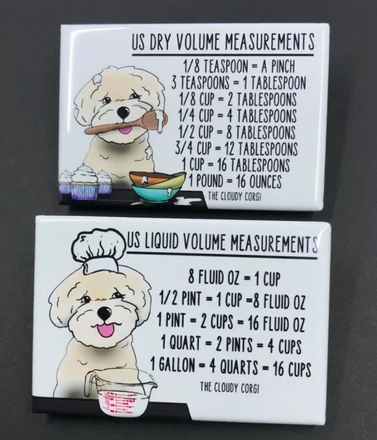 Shih Tzu Kitchen Chart Magnet Set Pekingese Dog Baking Measurement Guide