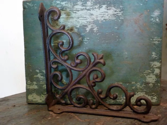 Cast Iron Set/2 Large Brackets Brace Wall Home Shelf Table Garden Outdoor Decor
