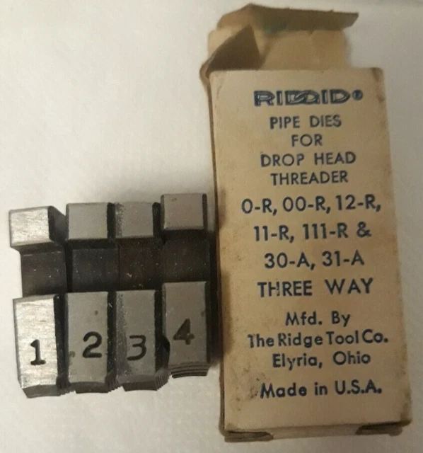 RIDGID  1/2" 12-R PIPE DIES ALSO FOR OO-R , 111-R , O-R , 11-R , 30-A Threader