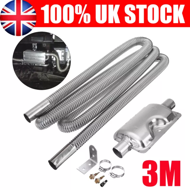 300cm Stainless Steel Exhaust Pipe + Silencer Car Parking Air Diesel Heater Kit