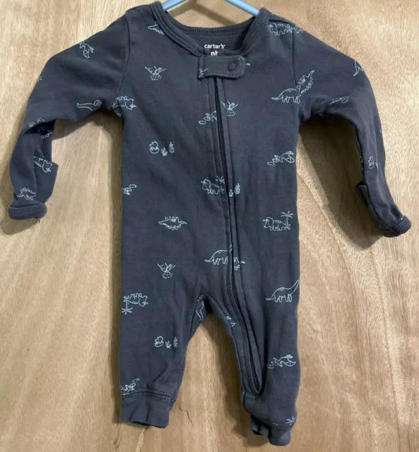 Carters newborn baby boy one piece dinosaur zip up footless outfit