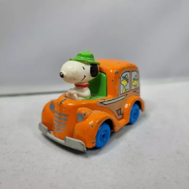 Inter-Trad-Tec Peanuts SNOOPY - Station Wagon - Rare Diecast Orange Car Toy VTG