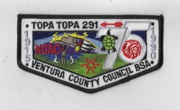 OA Topa Topa Lodge 291 1915-1990 75th Ventura County Council BLK Bdr. 57, [KY-26