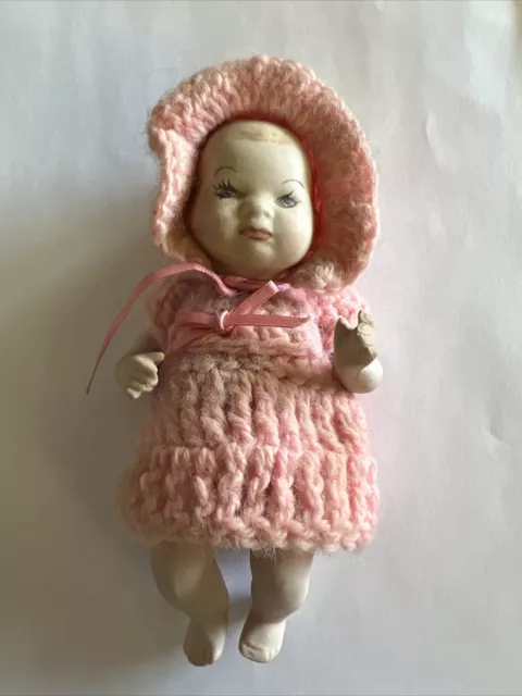 Vintage Copr By Grace S Putnam Germany Porcelain Jointed Bye-Lo Baby Doll 5" T
