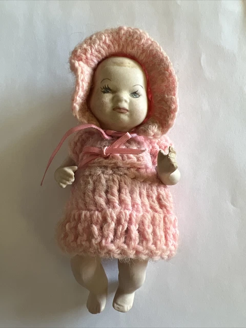Vintage Copr By Grace S Putnam Germany Porcelain Jointed Bye-Lo Baby Doll 5" T