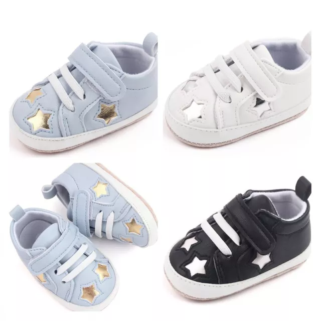 Newborn Baby Boy Girl Pram Shoes Toddler Soft Sole Pre-Walker Trainers Sneakers