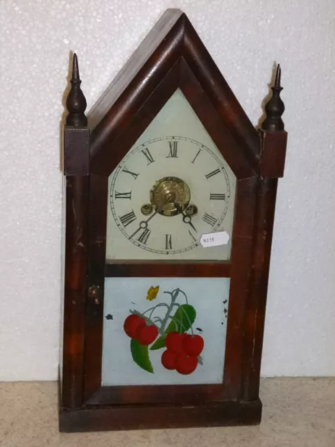 Antique Jerome & Co New Haven Conn American Wooden Alarm Mantel Clock