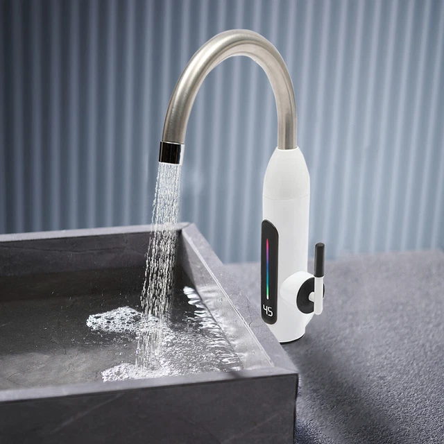 360° LED Grifo Eléctrico Calefacción Inmediata Calentador Continuo Cocina/Baño 3000W