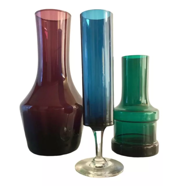 Vasen 50er 60er 70er Rauchglas Glas Vase Schale MID CENTURY lila blau WMF