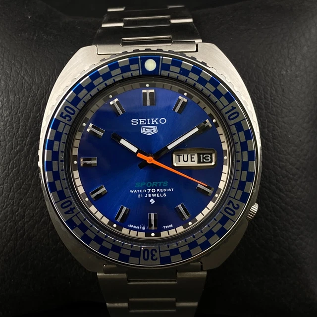 Vintage SEIKO 5 RALLY DIVER 6119-7173 Automatic Japanese Men's Wrist Watch SS04