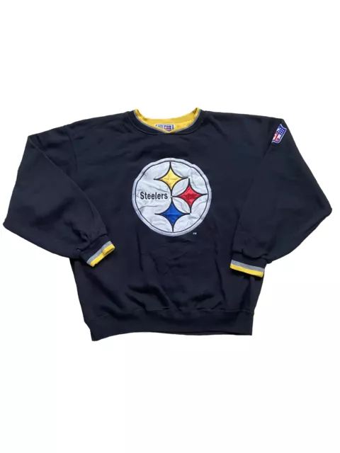 Starter Pro Line Black Vintage NFL Pittsburgh Steelers Crew Neck Sweater Medium