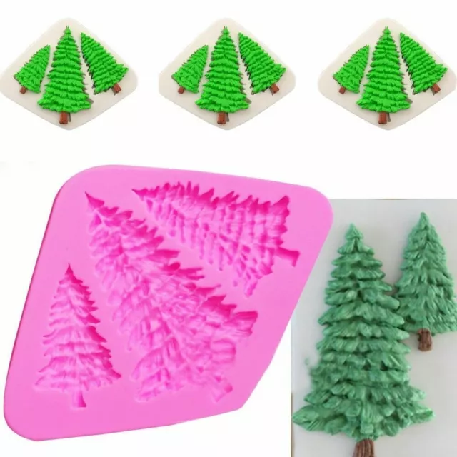 3D Weihnachtsbaum Silikonform Fondant Kuchen Dekorieren J6S2 Q9J9 N1D6 J9X