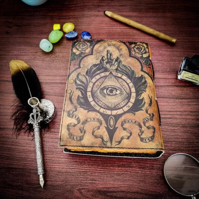 7x5 Genuine Leather Journal with Spelling Eye Journal Hocus-Pocus Book of Shadow