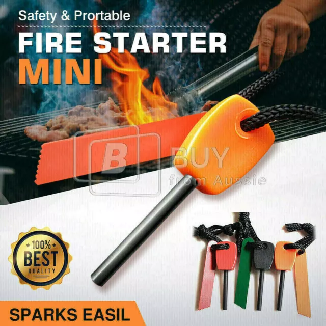 Survival Magnesium Flint & Steel Striker Fire Starter Lighter Stick Camping