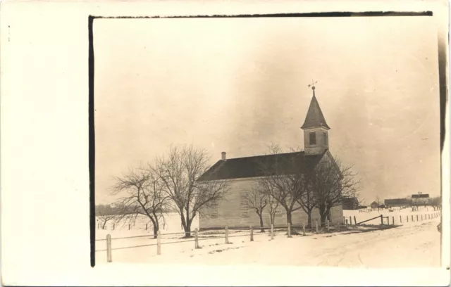 COUNTRY CHURCH real photo postcard rppc SHEBOYGAN COUNTY WISCONSIN WI c1910