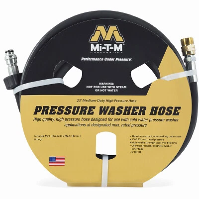 Mi-T-M AW-0050-0176 High Pressure Washer Hose Extension, Wire Braided, 23-Ft. -