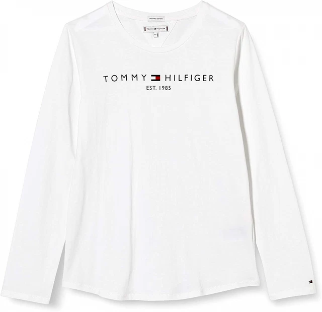 Tommy Hilfiger Essential Tee L/S Camicia Bambine e Ragazze 92, White