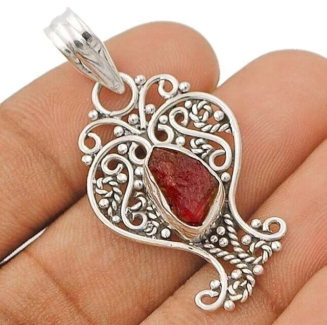 Natural Rough Orange Kyanite 925 Solid Sterling Silver Pendant Jewelry K9-1