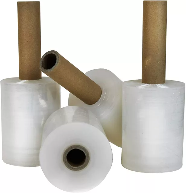 4 Roll 5 in. x 1000 ft. Stretch Hand Wrap Clear Cling Plastic Wrap Heavy Duty