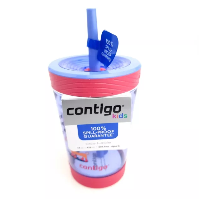 Contigo Kids Straw Tumbler Ages 3 BPA Free 14oz  100% Spill Free  USA Seller