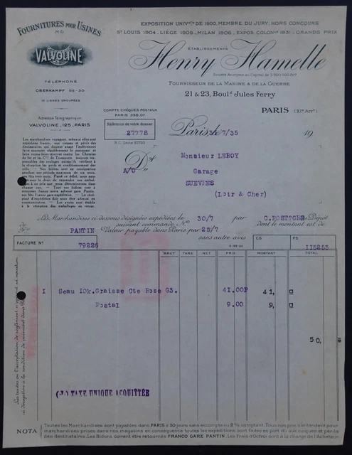 Facture Commerciale Ancienne – Paris 1912 – Sté Française Du Carbolyle – Caoutchouc – Illustrée
