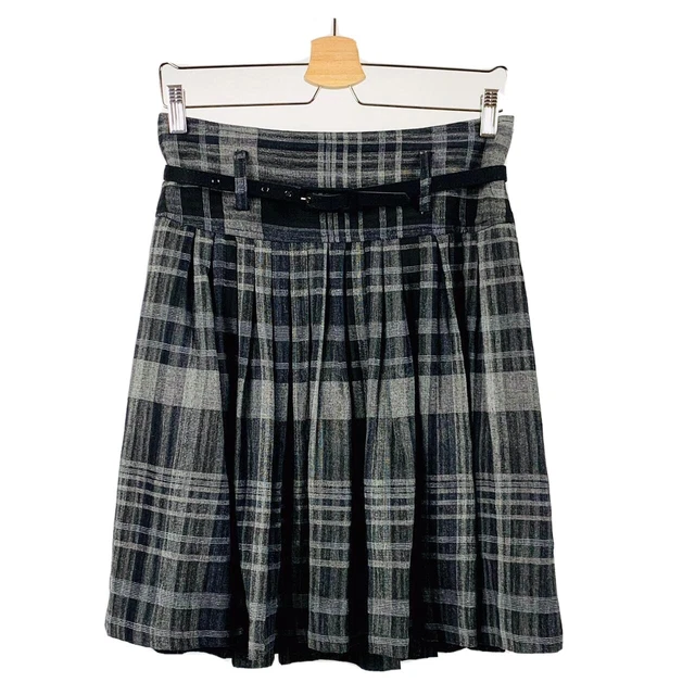 ZARA GREY CHECK Plaid Tartan Skirt UK 10 Claudia Winkleman The