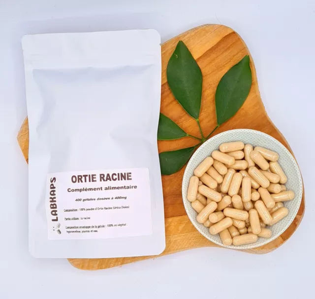 ORTIE RACINE 400 gélules dosées à 400mg enveloppe de la gélule 100% végétale