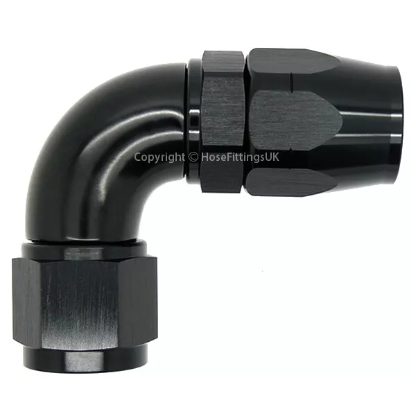 AN-8 8AN BLACK 90 DEGREE Swivel FULL FLOW CUTTER Fuel Oil Braided Hose Fitting