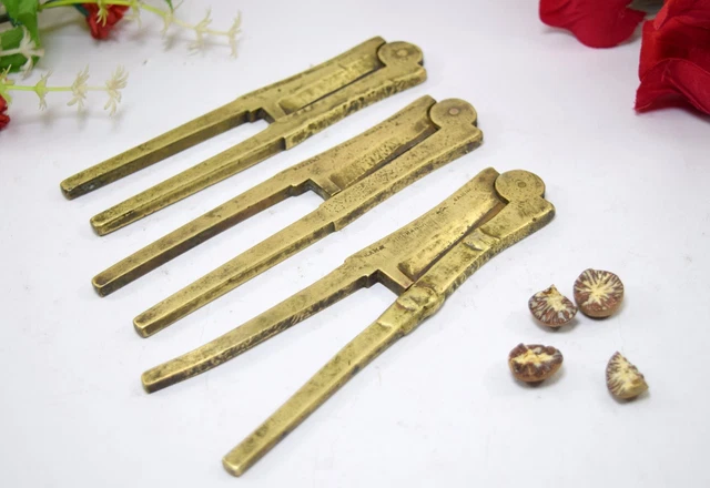 Antique India Collective Brass Betel Nut Cracker 3 pcs Utility Tool. i12-182 2