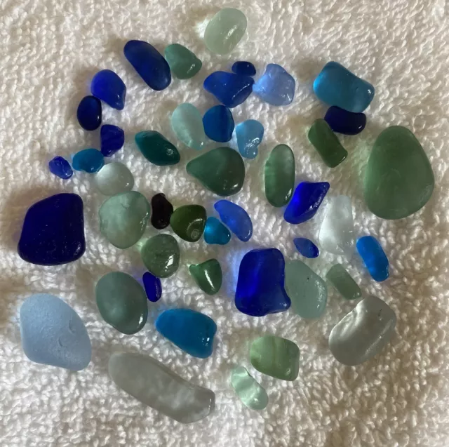 Genuine Seaham Sea Glass -  Collection Of Blue - Mix Shades & Sizes