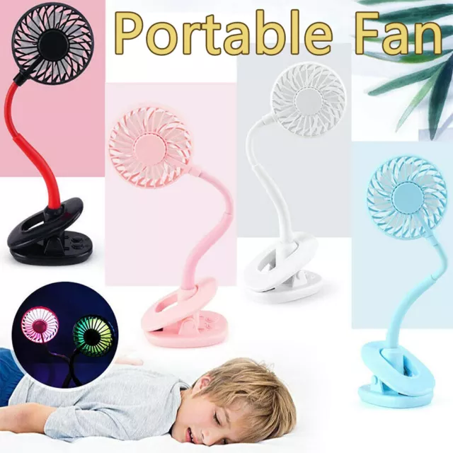 Portable 360° Mini Fan Travel USB Rechargeable Clip On Desk Pram Car Cooling Fan