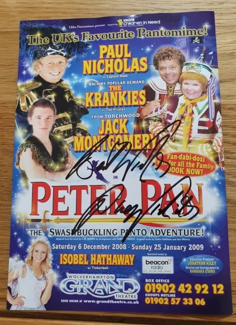 PAUL NICHOLAS Autograph Signature on 8"x6" flyer Peter Pan Just Good Friends