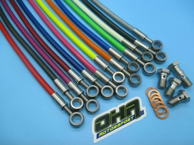 OHA Stainless Steel Braided F&R Brake Line Kit for Suzuki GS500 1989-1994 NEW