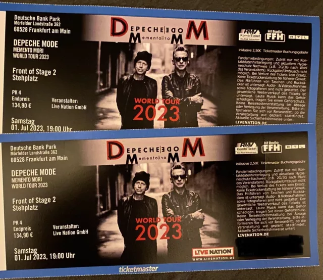 1-2 Tickets DEPECHE MODE - Frankfurt 01.07.-Stehplatz - Front of Stage 2- FOS2