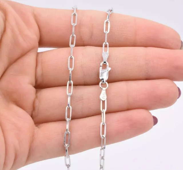 2.5mm Paperclip Link Chain Necklace 14K White Gold-Plated Sterling Silver 925
