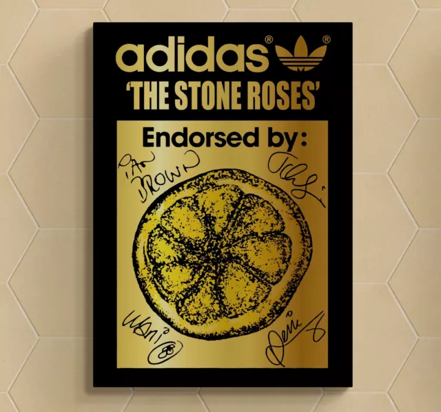 Rare Adidas Stone Roses Signed*Thick Metal Mirrored Gold*Display Sign*In 2 Sizes 2