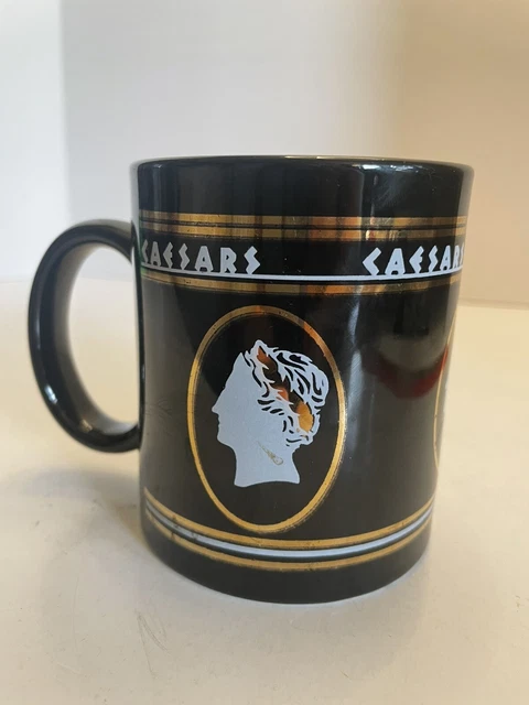 Caesars Palace Black with Gold Trim Coffee Tea 10 Oz Mug - VGC VEGAS!