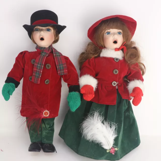 2003 Heritage Signature Joy & Noel Porcelain Boy & Girl Singing Carolers