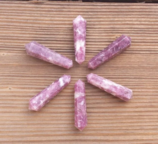 Natural Lepidolite Double Terminated Gemstone Crystal Pencil Point (One)