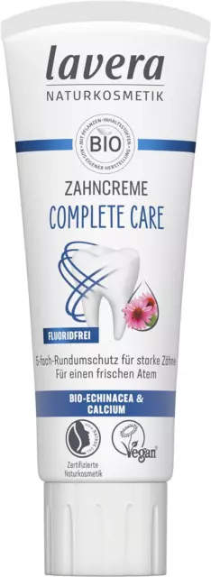 Lavera Zahncreme Complete Care Fluoridfrei - 5-Facher Schutz - Bio-Pflanzenwirks