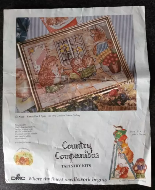 (660) Large DMC Country Companions Tapestry Picture Kit # Ready For A Spin