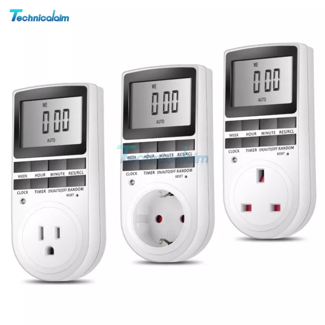 LCD Digital Programmable Timing Timer Switch Socket EU/US/UK Week Hours Minutes