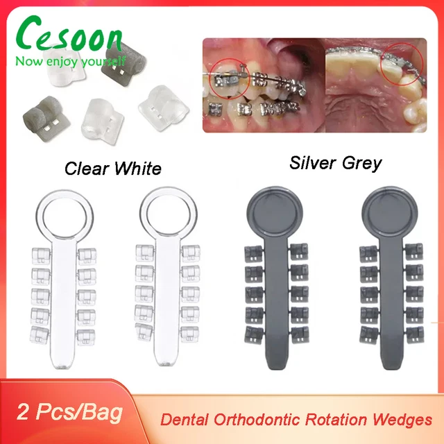 2 PCS/BAG DENTAL Ortho Rotation Wedges Elastics Rubber Bands Torque