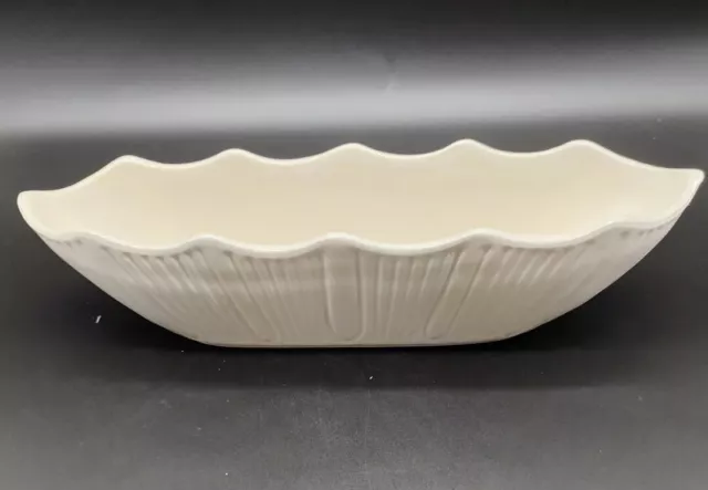 Vintage Mount Clemens McCoy Pottery Planter Scallop Ribbed Oblong Cream USA #629 3